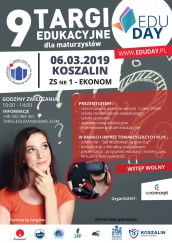 Zapraszamy do stoiska Centrum Informacji i Planowania Kariery Zawodowej na Targach „EDU DAY”  w Koszalinie 6 marca 2019 roku - Hala Sportowa ZS nr 1 Ekonom-Koszalin, ulica Andersa 30