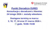 Informujemy, że w dniu 24.02.2026 punkt doradczy EURES będzie nieczynny.