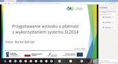 Szkolenie w formie online pn. „Przygotowanie wniosku o płatność z wykorzystaniem systemu SL2014”  zrealizowane (05.11.2020 r.)